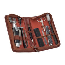 Load image into Gallery viewer, Mens grooming kit unzipped, showing all of the tools.