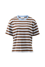 Load image into Gallery viewer, Stevie Slouchy Tee | Cocoa/Sky Blue Stripe