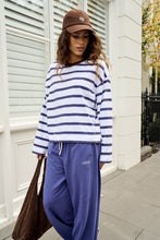Load image into Gallery viewer, Beau Long Sleeve Slouchy Tee | White/Polo Choc Stripe