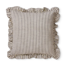 Load image into Gallery viewer, Ruffles Black Natural Stripe Cushion 50cm