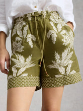Load image into Gallery viewer, Belle Linen Tie Short | Green Print