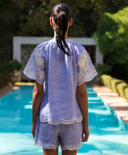 Load image into Gallery viewer, Azalea Top | Blue Stripe Linen