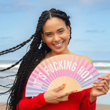 Load image into Gallery viewer, Hand Fan w/Gift Box " Fucking hot" gradient - Glow in the dark