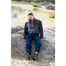 Load image into Gallery viewer, M.A.Dainty Trucker Jeans | Dark Denim w/ Tobacco tie