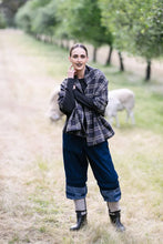 Load image into Gallery viewer, M.A.Dainty Trucker Jeans | Dark Denim w/ Tobacco tie