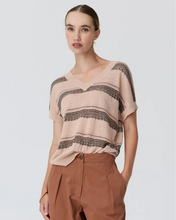 Load image into Gallery viewer, Liana V-neck Pointelle Knit | Pink/Black