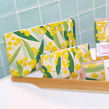 Load image into Gallery viewer, Linen Cotton Cosmetic Bag Large | Golden Wattle