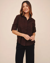 Load image into Gallery viewer, Split Back Button Down Shirt | Dark Chestnut