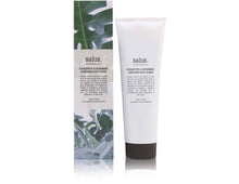 Load image into Gallery viewer, A tube and a box of salus Eucalyptus &amp; Rosemary Purifying Body Scrub with green leaves on the packaging.